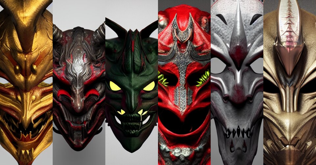 Lexica - Demon Mask with sharp horns, dynamic, particulate, intricate ...