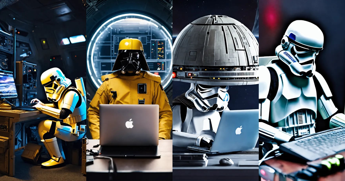 Lexica - A Storm Troper Working on his Mac Book in the Death Star