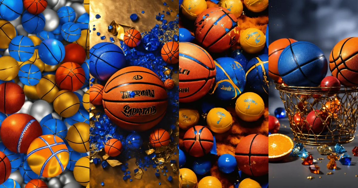 Lexica - 3d colorful splash of orange red blue basketballs and ...