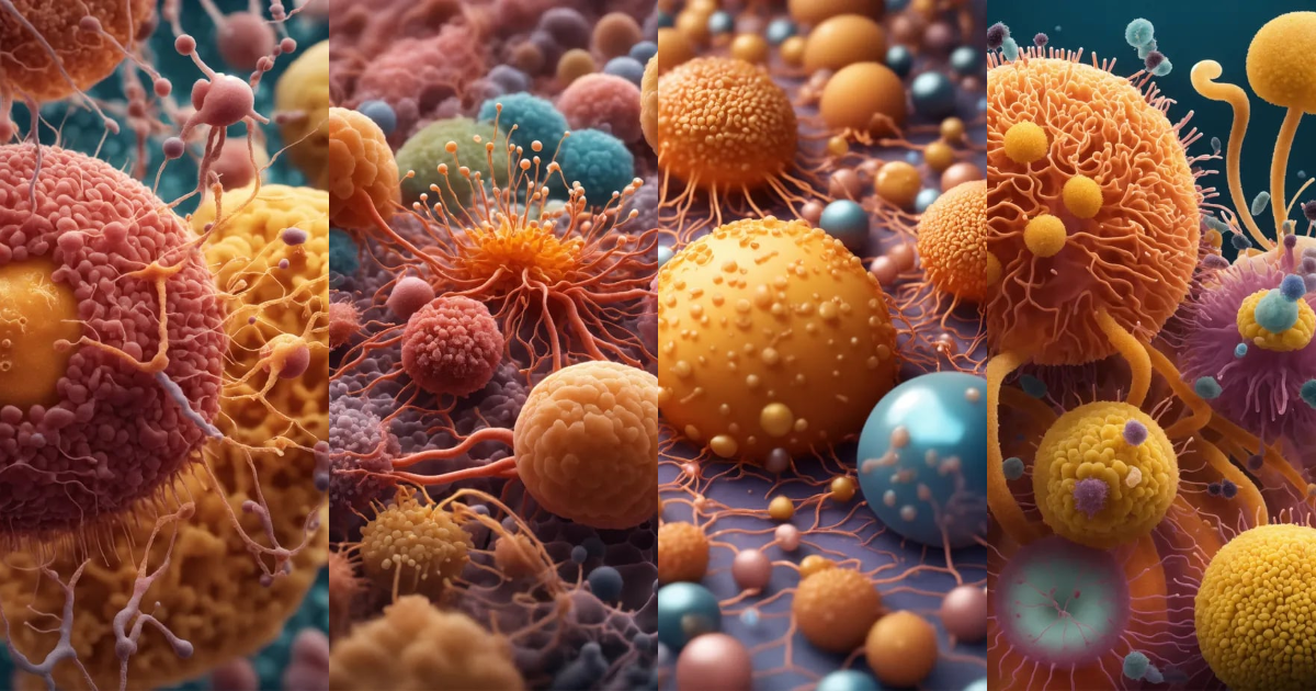 Lexica - Hyperrealistic illustration of microscopic organisms connected ...
