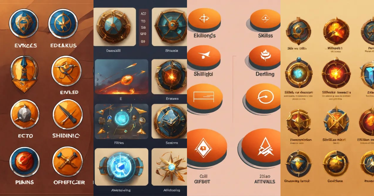Lexica - 20 skills icons deflection, defense, shielding, evade, attack ...