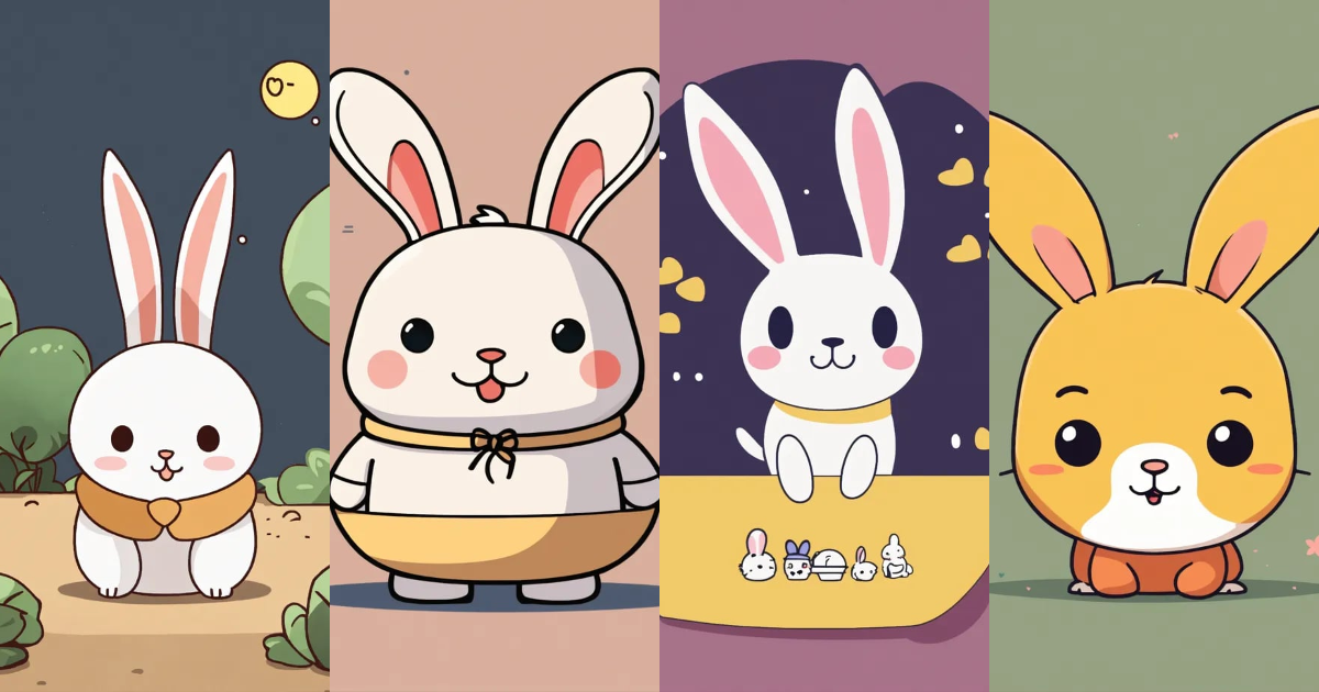 Lexica - KAKAO TALK EMOTICON featuring a Cartoon bunny. MINIMALIST