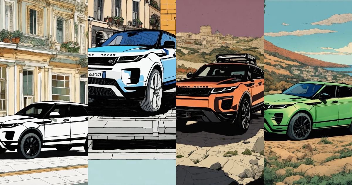 Lexica - Detailed pen and ink illustration of Range Rover Evoque 2022 ...