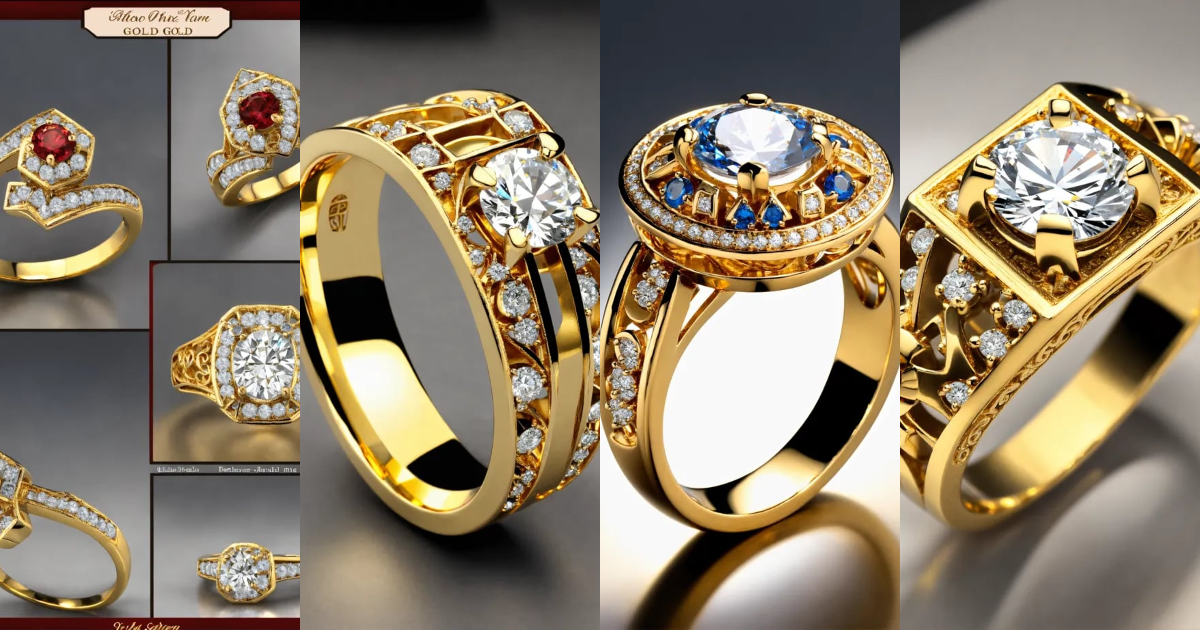 Lexica - Jewellery design, vintage style, Create diamond gold ring with ...