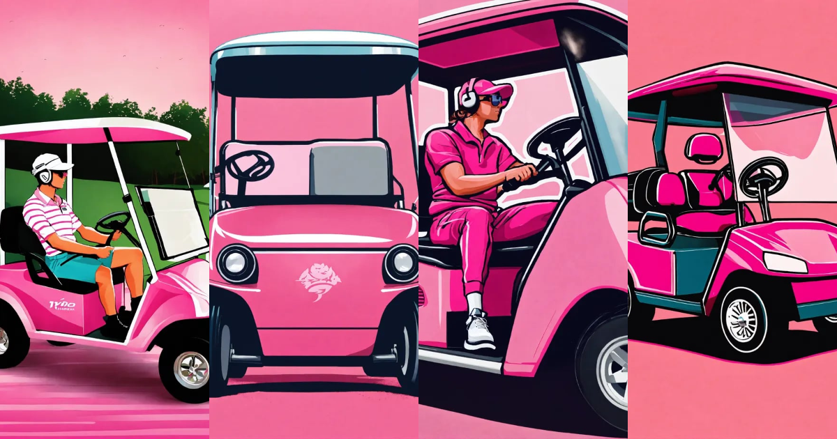 Lexica - A golfer in a pink golf cart as a logo for the company name ...