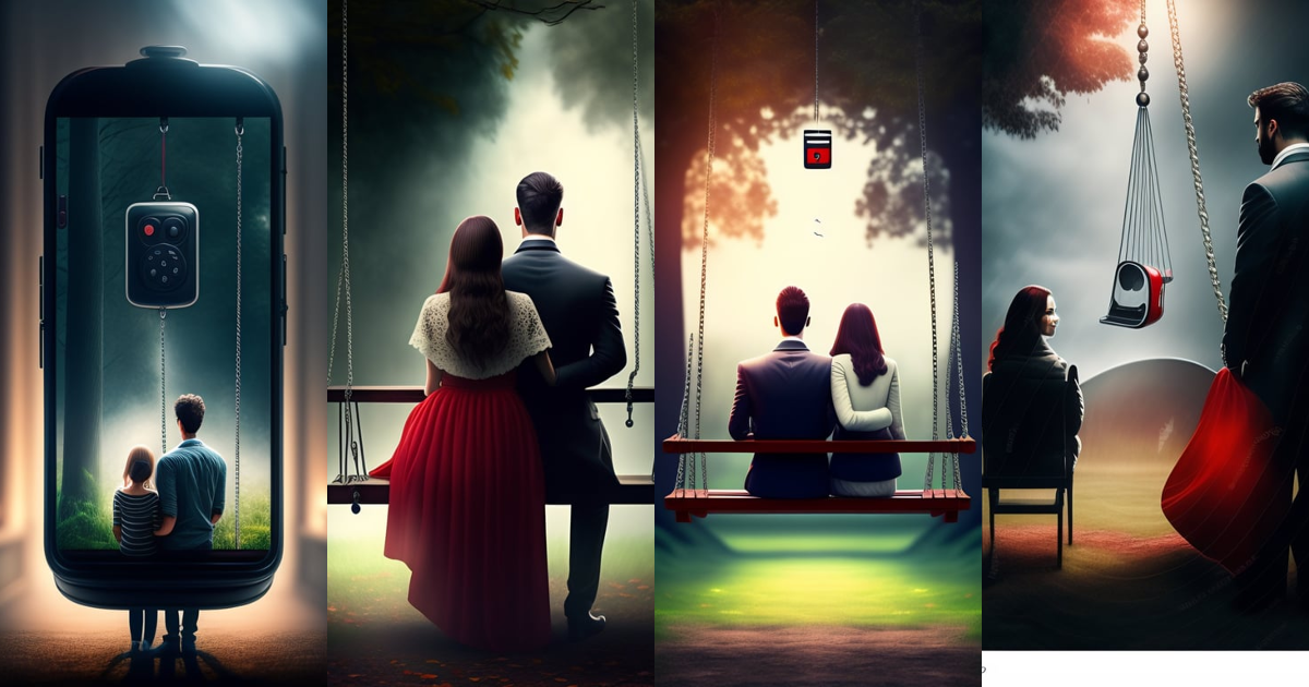 Lexica - A man and a woman in love with a silver red remote control ...