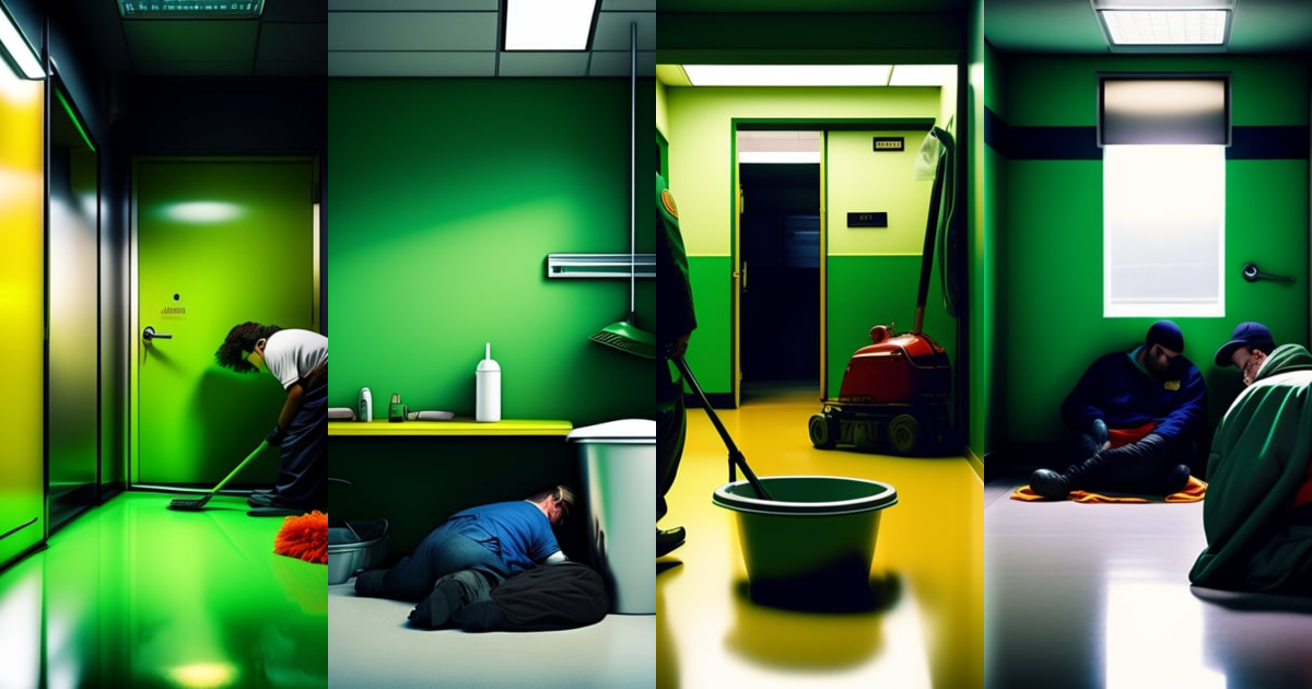 Lexica - Mop and sleeping janitor - in janitor closet - 1960 era ...