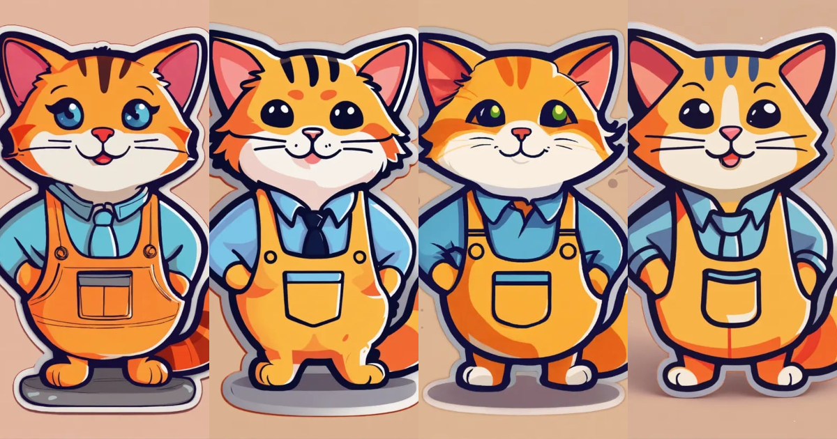 Lexica Cat pet shop worker, cheerful, friendly, bright, simple