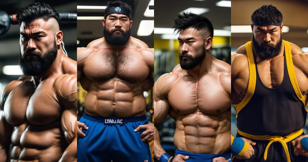 Lexica - 30-year-old hairy man with big muscles, Ryu from Street ...