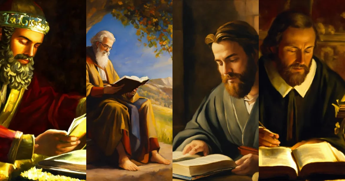 Lexica - Oil painting of a bibliical man reading a bible