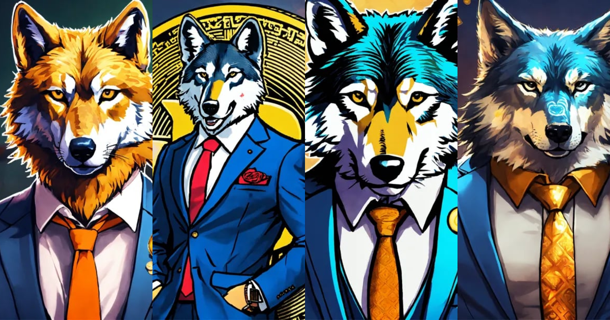 Lexica - A bitcoin wolf in a suit with Indian rupee on hand