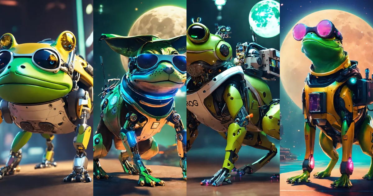 Lexica - Frog with dog inu full body cyberpunk style immaculate robot ...