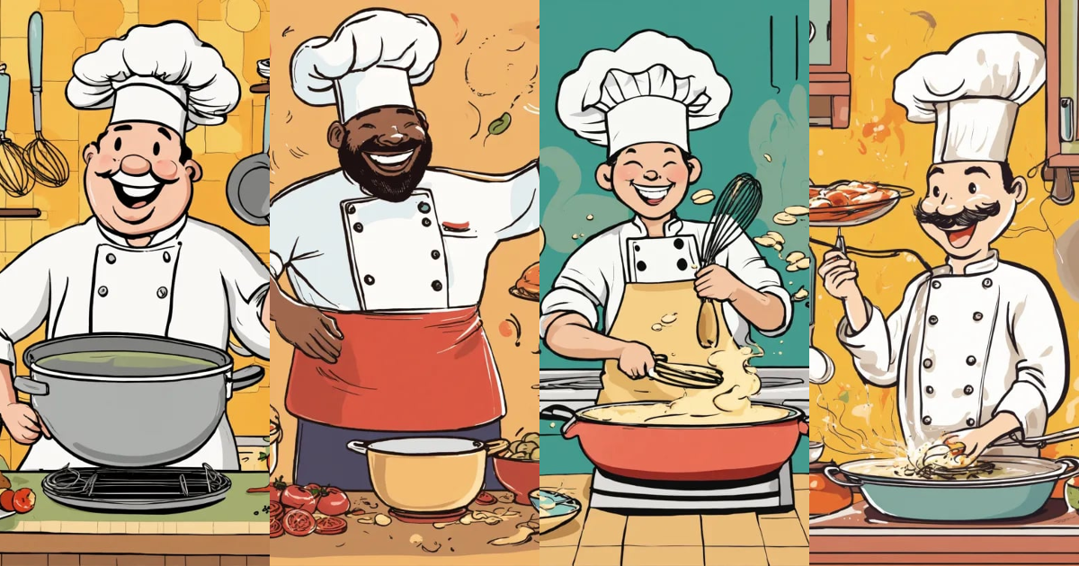 Lexica - In this whimsical cartoon graphic, you'll find a jovial cook ...