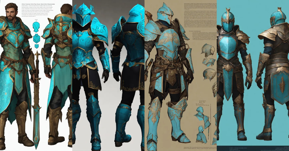 Lexica - Full cyan tattoo armor, character sheet, character design ...