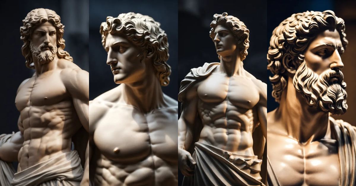 Lexica - Simple muscular greek god statue with middelparting hair with ...