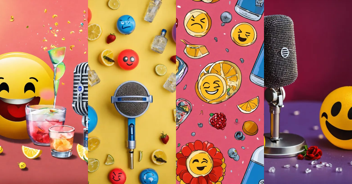 Lexica Microphone, emojis, vodka shots