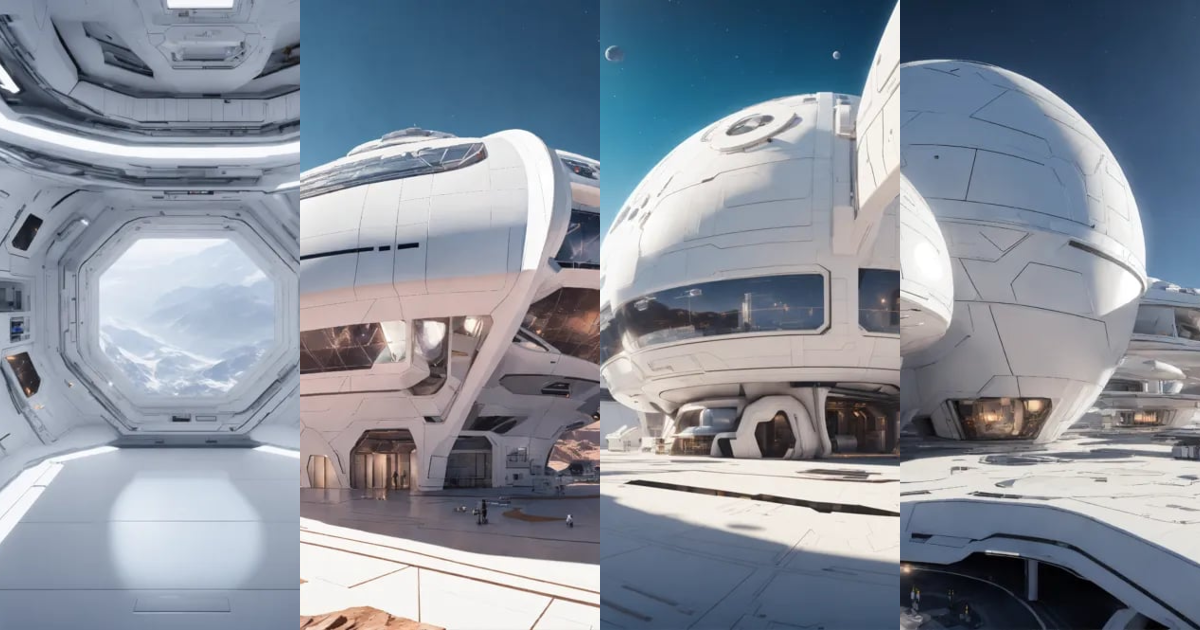 Lexica - Zoom out on the outside of an incredible modern white 360 ...
