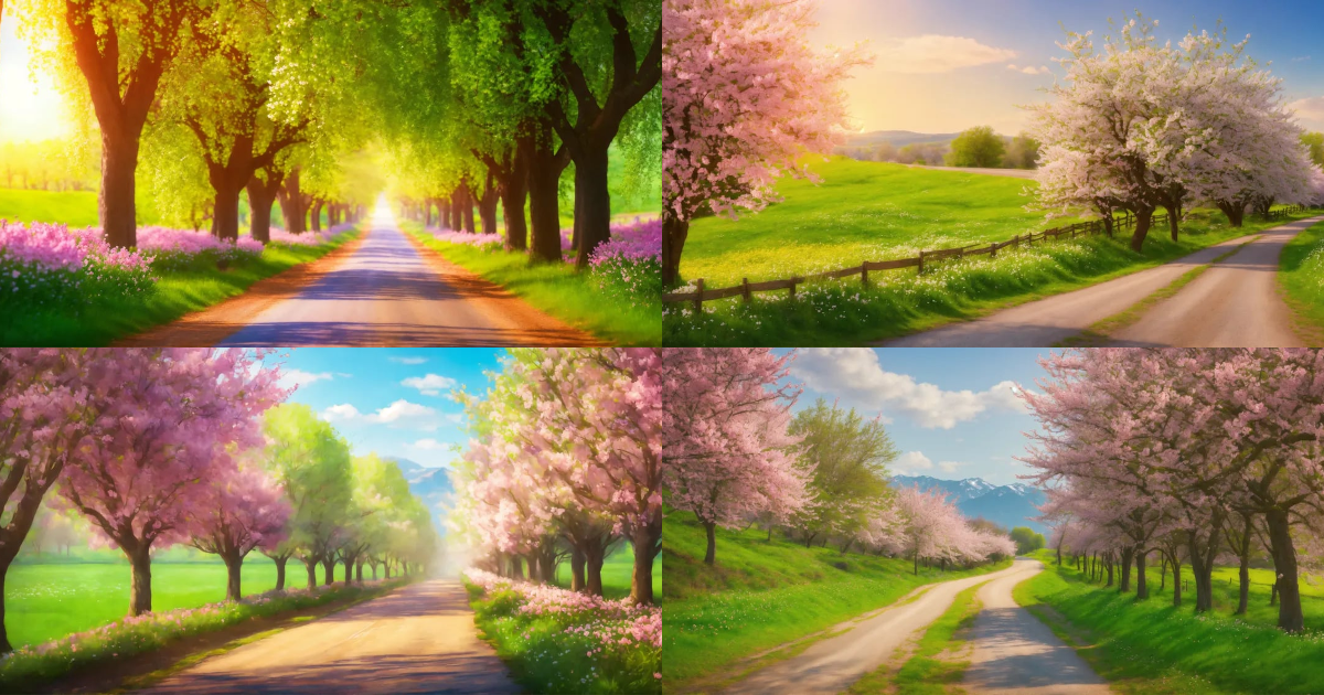 Lexica - A serene and majestic spring landscape scene with a country ...