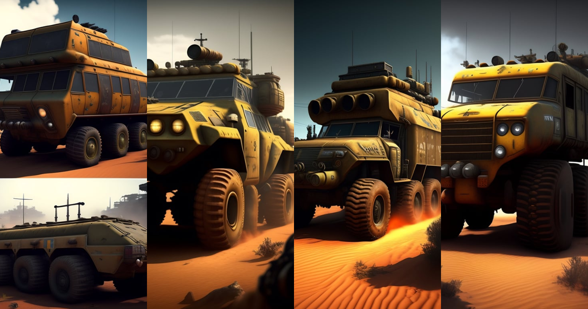 Lexica - A post-apocalyptic APC in the style of fallout in the style of ...
