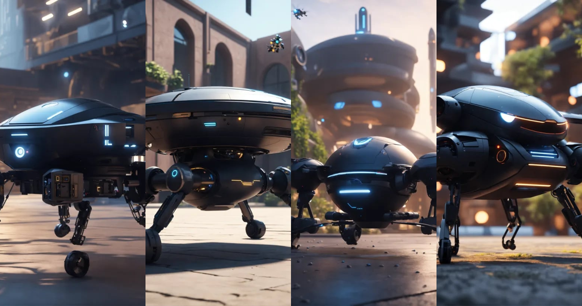 Lexica A Black Small Flying Robotic Patrol Bot Materializes In The Courtyard Of A Space Port 