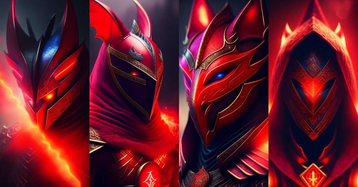 Lexica - Mysterious ,strange mask, wizard ,runes on clothing, dragon ...