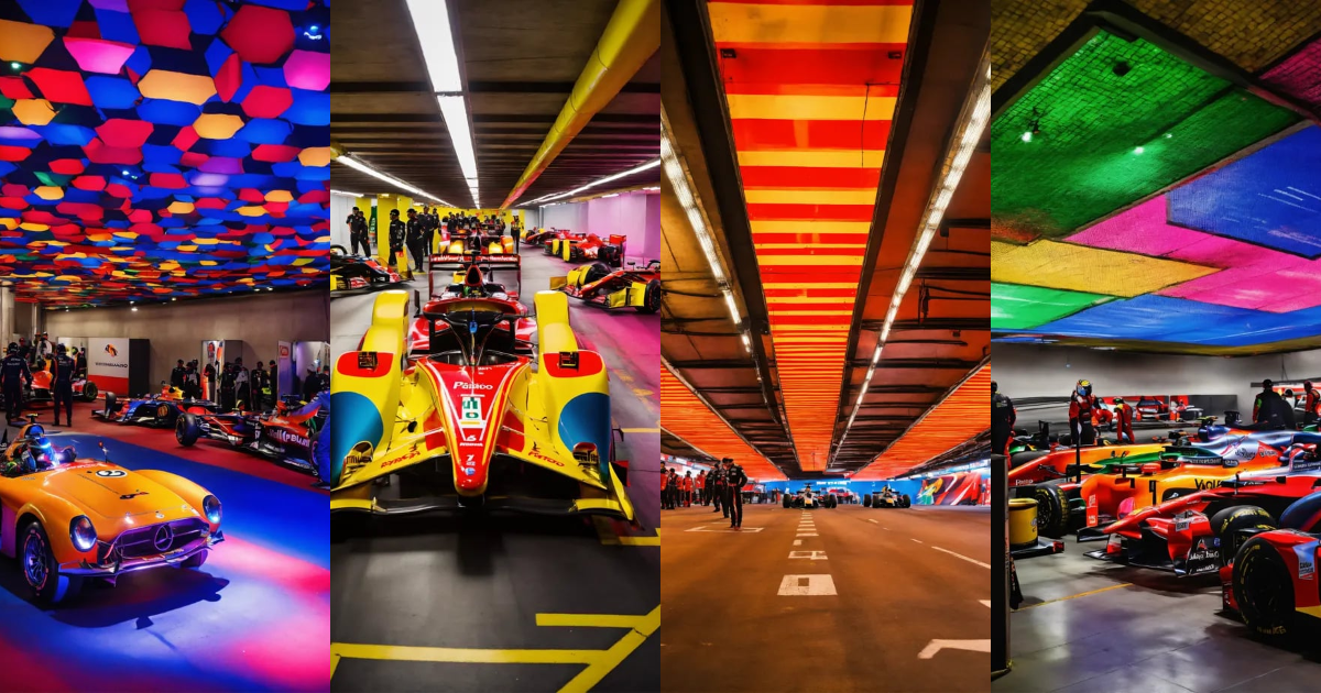 Lexica - A underground parking lot transform to formula one racing pits ...