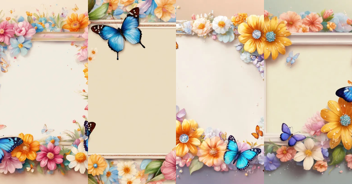 Lexica - Floral frame ,colorful paint dripping flowers, pale white ...