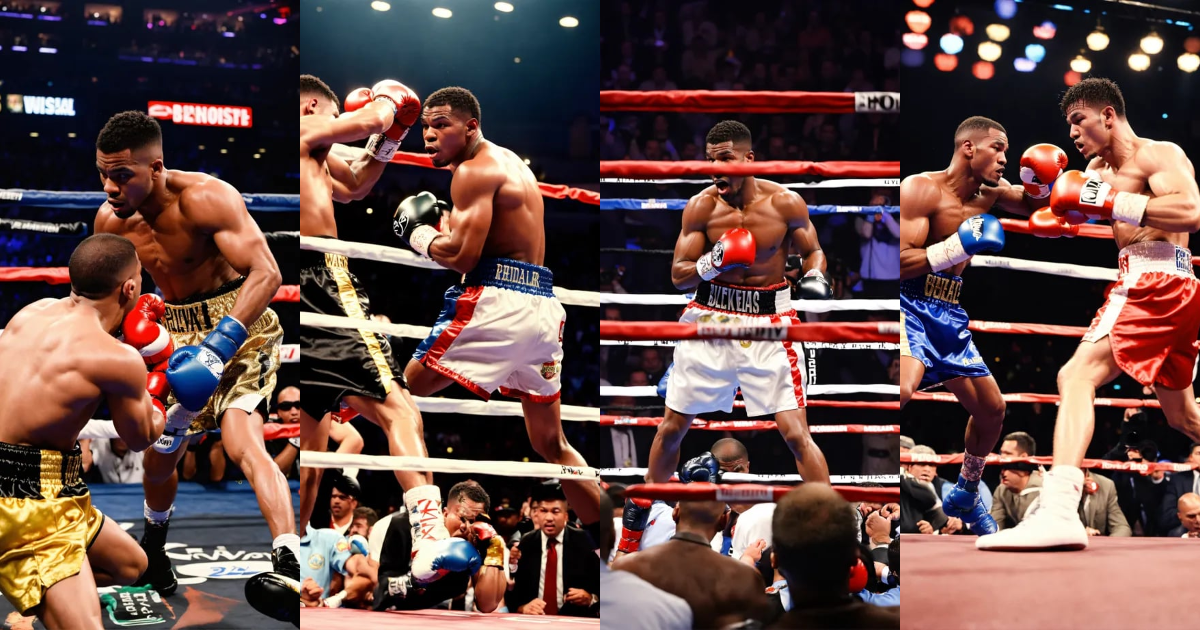 Lexica - A boxer about to be knocked out by another boxer in Las Vegas ...