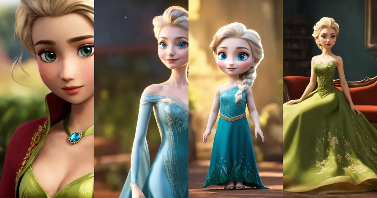 Lexica - Elsa, com vestido cor oliva, de corpo inteiro realista 8k