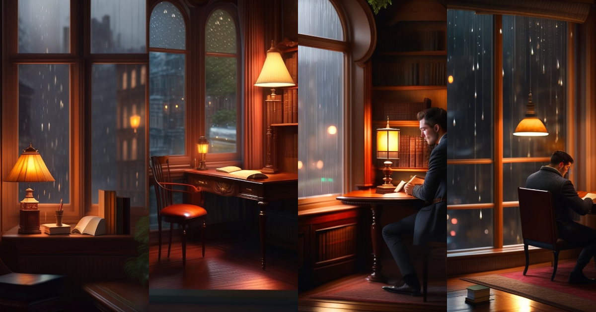 Lexica - Describe a scene in detail of a person studying in a late ...