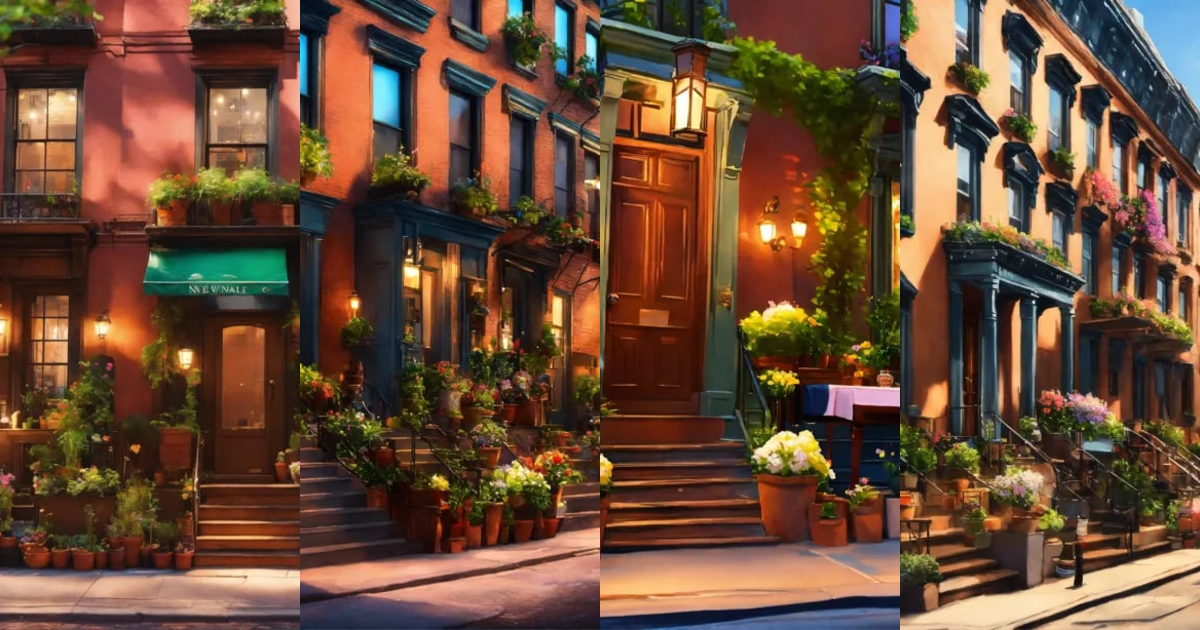 Lexica - Epic shot of a brownstone houses in Greenwich Village in New ...