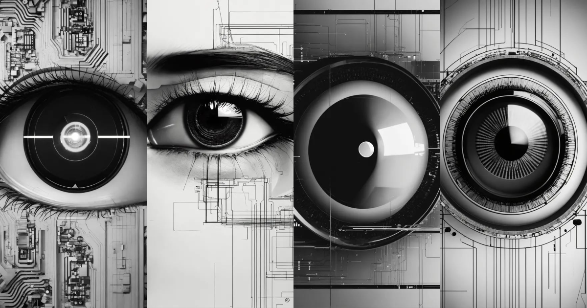 Lexica - Technological eye, minimalist, black and white
