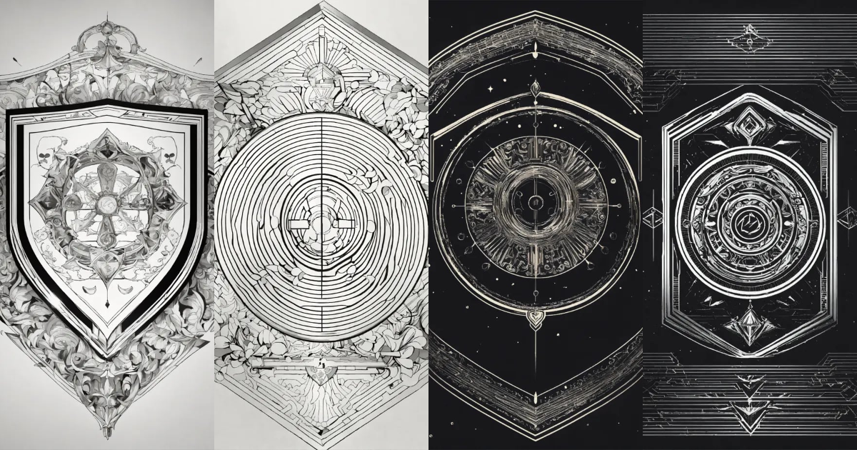 Lexica - Magic shield, vector, monochrome, line art, minimalism ...