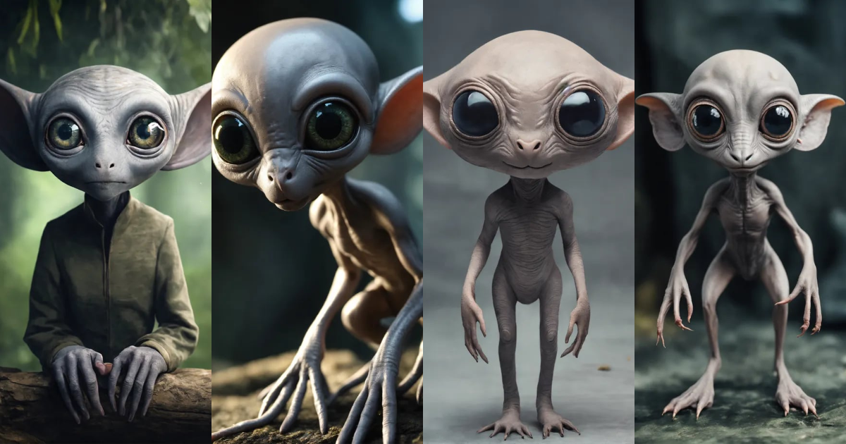 Lexica - Gray alien creature with huge eyes, bald. instead of a nose ...