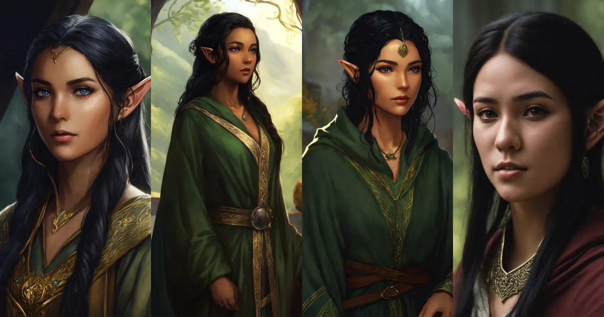 Lexica Elf Woman Short Ears Adventure Dark Complexion Black Hair