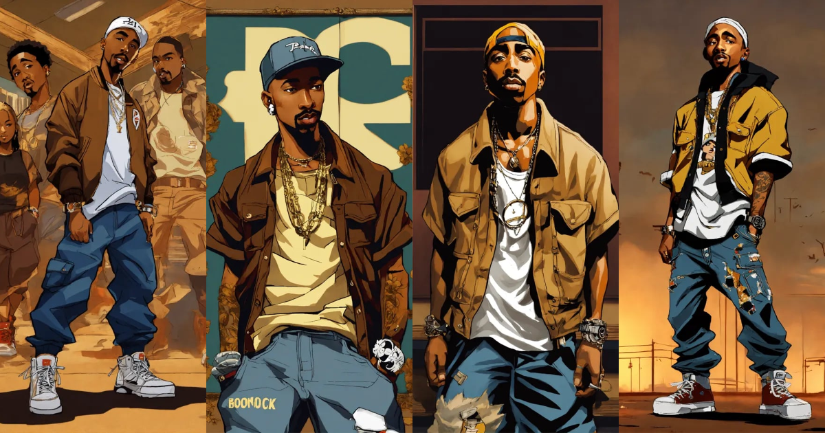Lexica - Hip hop art style 2 pac boondocks full body