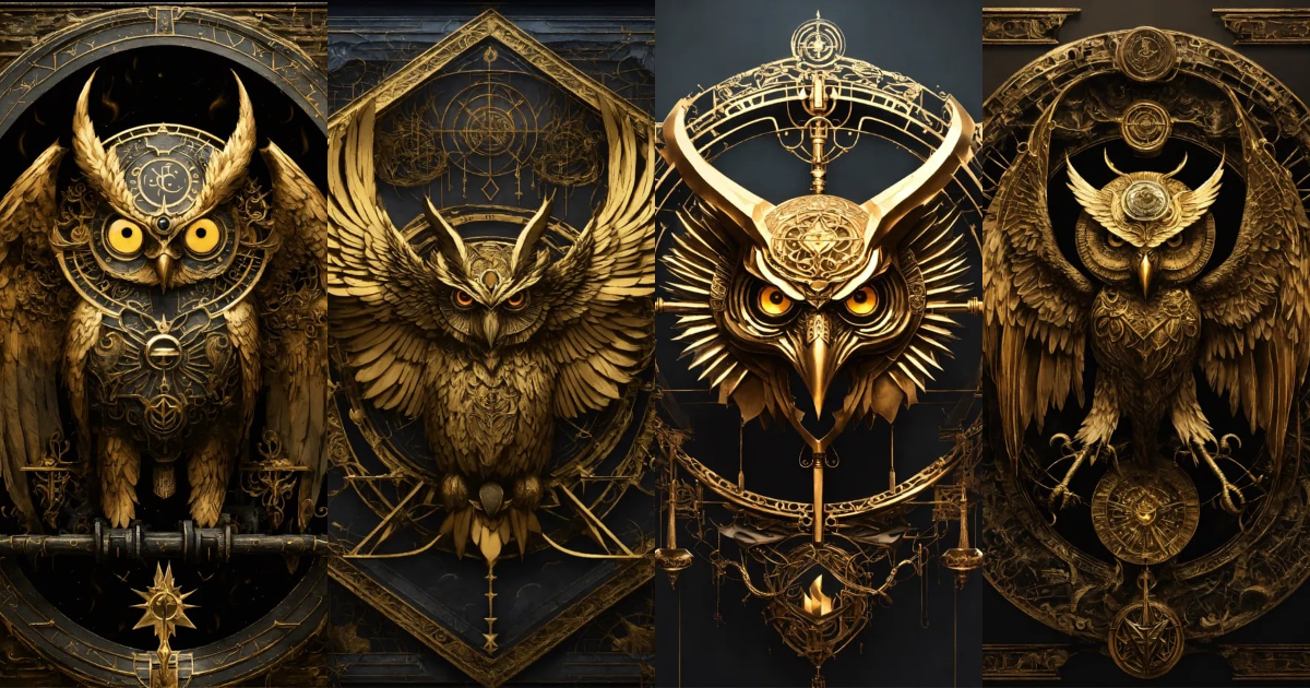 Lexica - An intricate detailed owl symbol that is also a cryptic sigil ...