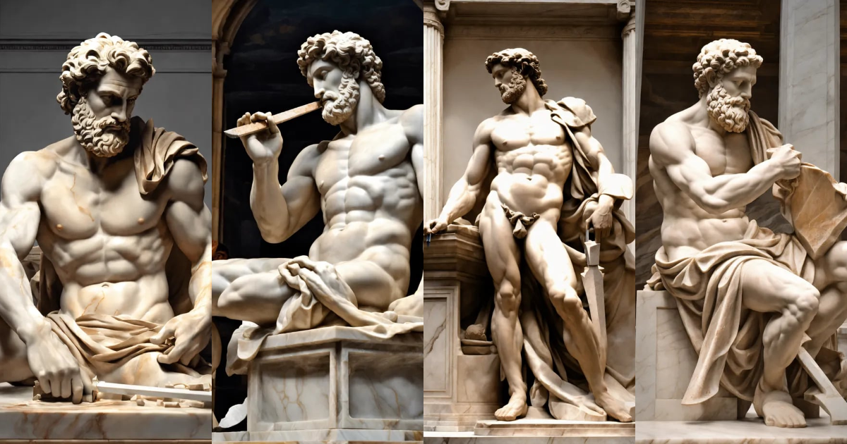Lexica - Hyperrealistic image of Michelangelo carving the unfinished ...