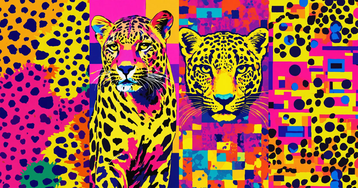Lexica - Effrey's leopard print, in the style of Andy Warhol, dye ...