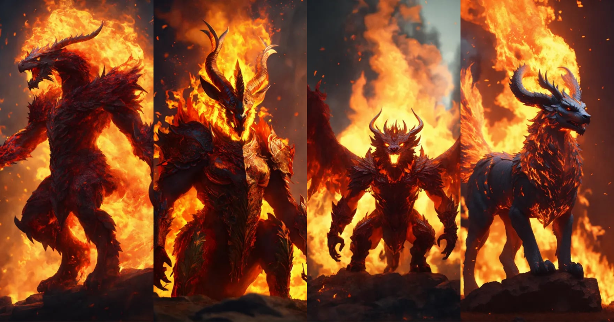 Lexica - A fire mythical creature, 8k, Unity.