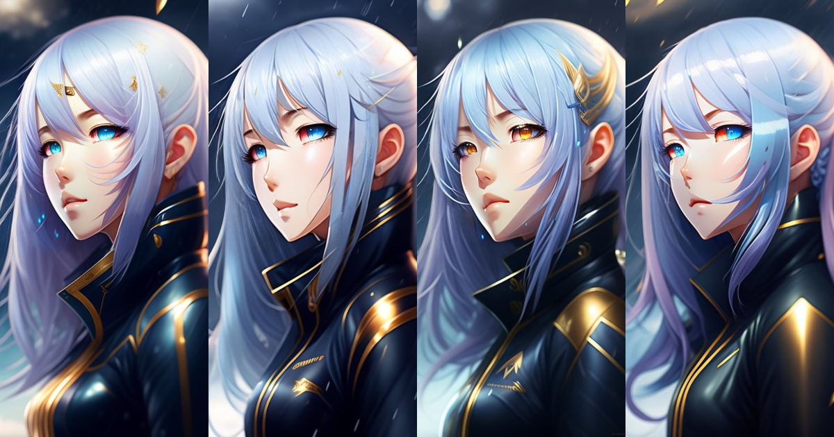 Lexica - Side profile of rimuru tempest with sky blue hair, long hair ...