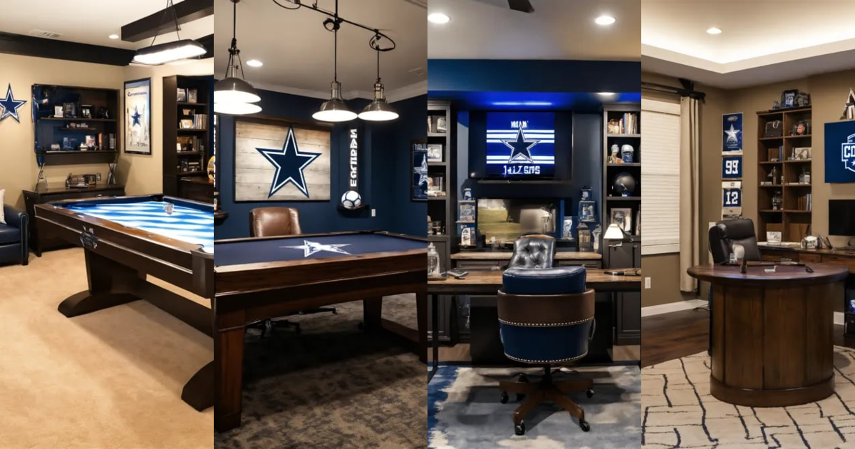 Lexica Design inspiration for man cave, 11'x10' room, Dallas Cowboys