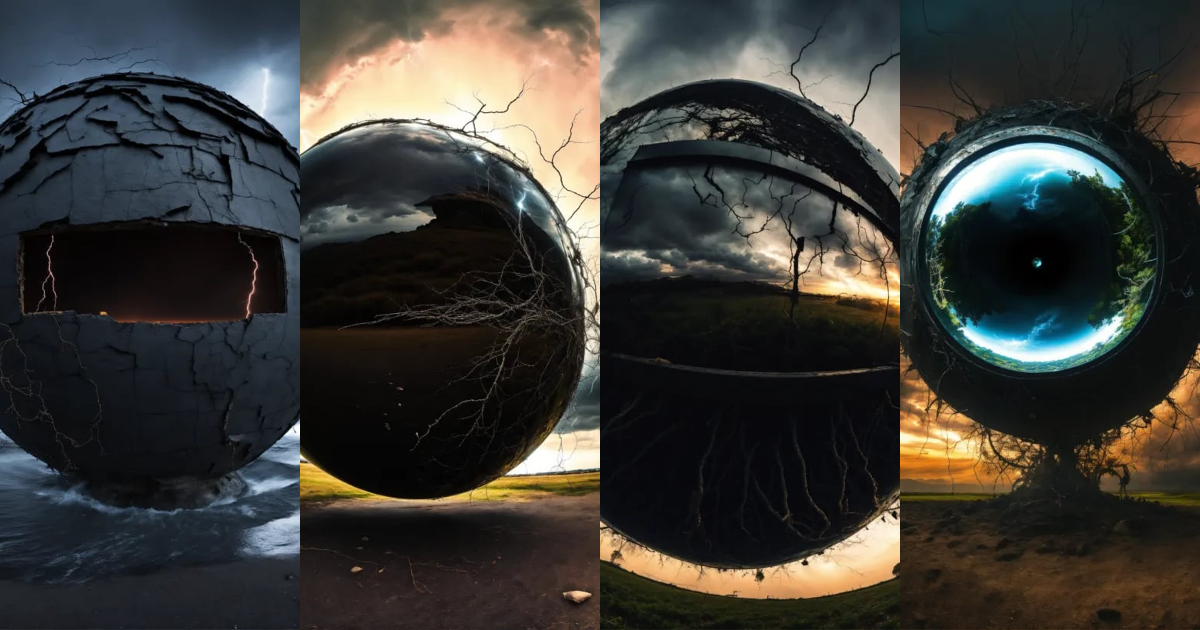 Lexica - Photo fish eye 3d Digital art Black strange object odd shape ...