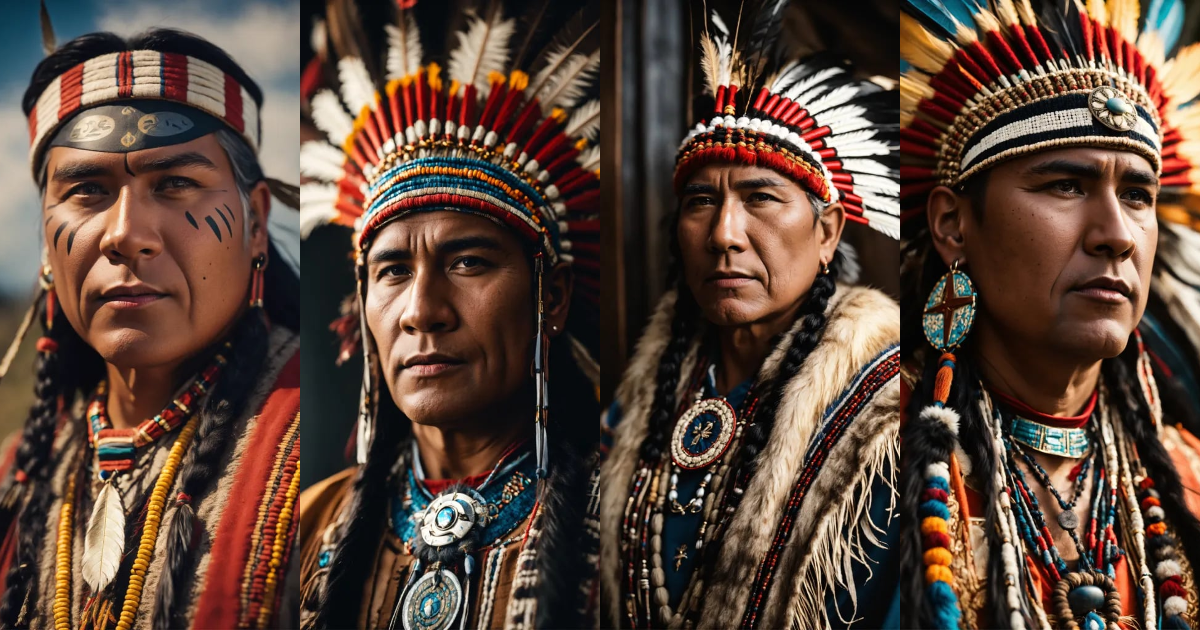 Lexica - Cinematic image of indigenous cheif of North America