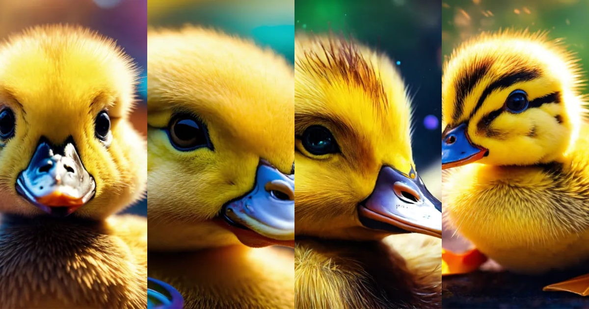 Lexica - Tiny duckling with abstract swirls soulful eyes and bright colors, highly detailed 4k