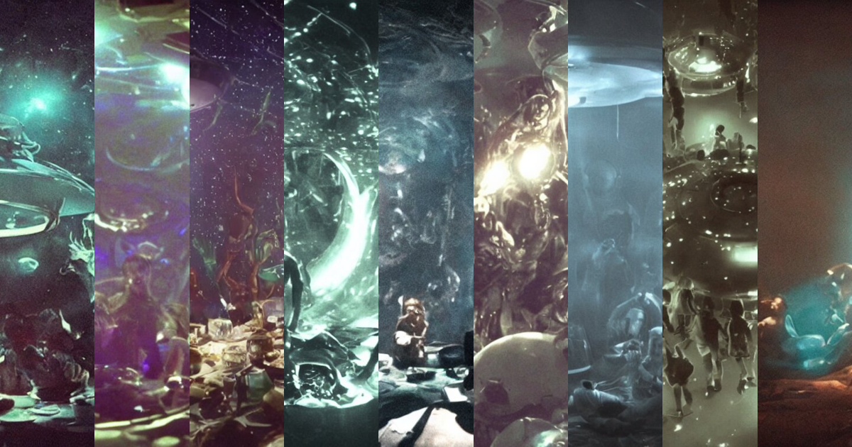 Lexica - A hidden camera shot of aliens having a party inside an ufo ...