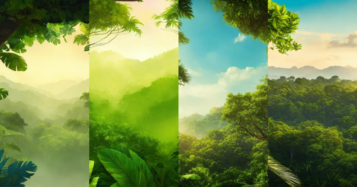 Lexica - Forest tree top scene, view through tree top, view through ...