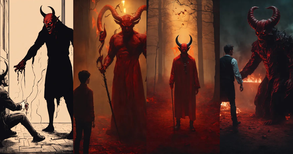 Lexica - A person making a deal with the devil, scary vibes, terrified