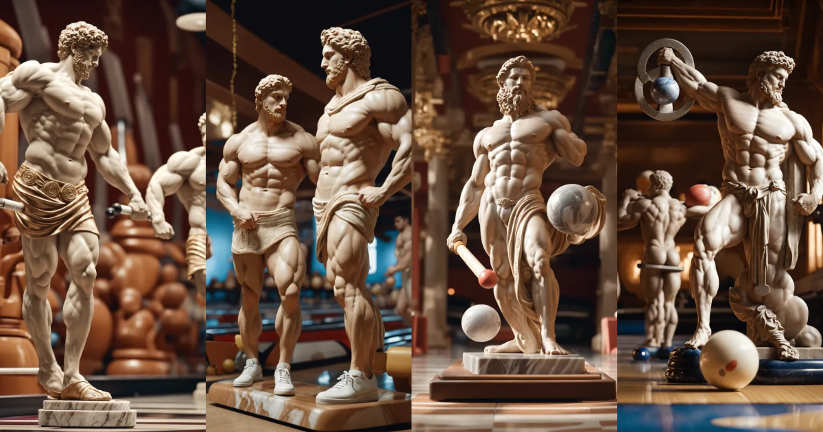 Lexica Muscular Greek marble statues flexing their muscles and