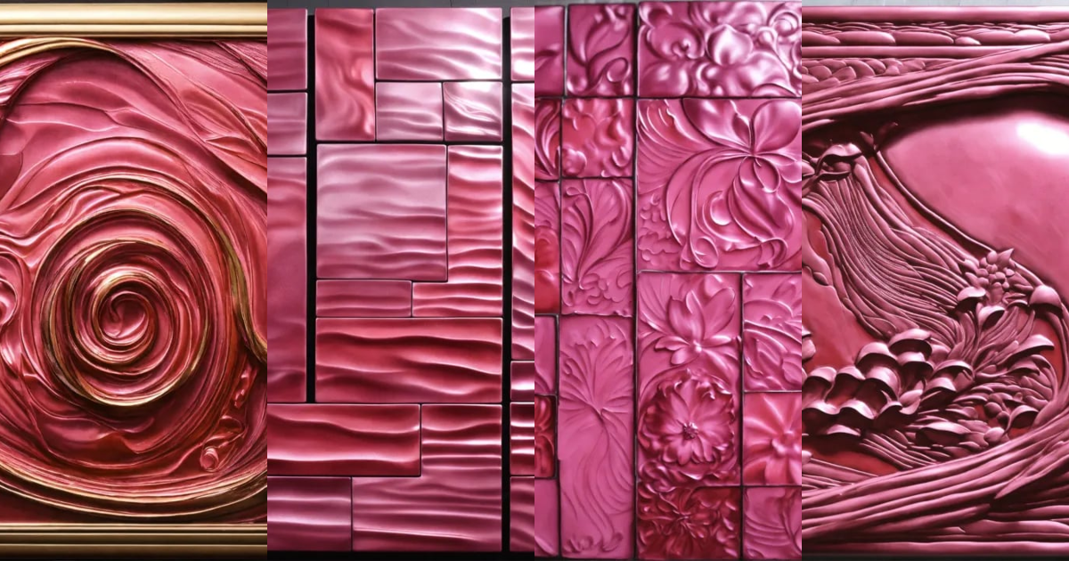 Lexica Pinks metal sculptures, basrelief wall art texture, tile